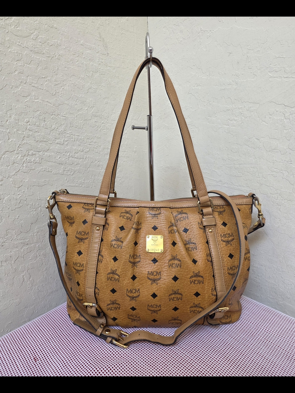 MCM Cognac Two Way Handle Medium Tote Bag AUTHENTIC